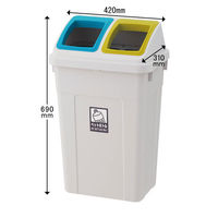 リス カラー分別ダスト ワイド 2分別タイプ 20L ×2 ゴミ箱 ターコイズ×ライトグリーン 1個（わけあり品）