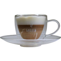 GAGGIA GAGGIAロゴ入り カプチーノカップ＆ソーサ―2客セット　1箱（2客入）（直送品）