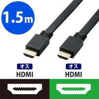 HDMIケーブル プレミアム 1.5m 4K対応高画質 イーサネット対応 フラットケーブルブラック CAC-HDPF15BK エレコム 1個（直送品）