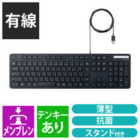 エレコム 有線キーボード/薄型/メンブレン式/抗菌/フルサイズ/ブラック TK-FCM108KBK 1個