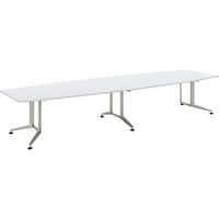 【組立設置込】コクヨ WT-300 ボート形 塗装脚 配線なし 幅4000×奥行1200×高さ720mm ホワイト×フラットシルバー 1台（直送品）