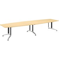 【組立設置込】コクヨ WT-300 ボート形 ポリッシュ脚 配線なし 幅4000×奥行1200×高さ720mm Lナチュラル×ブラック 1台（直送品）