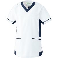 ミドリ安全 ベルデクセルスクラブ 男女兼用 VEM77 上 ホワイト×ネイビー LL 3114153606 1点　スクラブ（直送品）