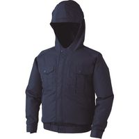 空調服 フード付ポリエステル製ワーク空調服[[R下]] ウェアのみ ダークブルー 4L KU90810-C14-S6 1着 125-1580（直送品）