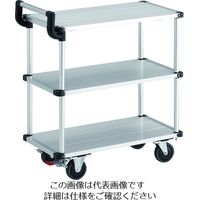 トラスコ中山 TRUSCO アルミ台車 アルパカート 省音 3段式片袖タイプ 700×360mm ストッパー付 AL23-0736S 1台（直送品）