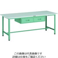 TRUSCO 軽荷重作業台(300kg)AE型 1800X750XH740 2列引出し付 グリーン色 RAE-1800FL2 1台（直送品）