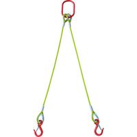 TRUSCO 2本吊玉掛ワイヤーロープスリング（カラー被覆付）アルミロックタイプ