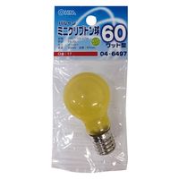 オーム電機 ミニクリプトン球 60形相当 PS-35 バルーン E17 イエロー 04-6497 1個（直送品）