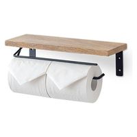 ポッシュリビング トイレットペーパーホルダー ダブル ブラック W31×D11×H9cm アイアン/マンゴーウッド 41283 1個（直送品）