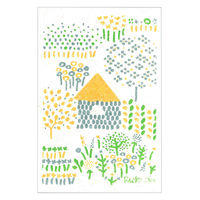 （100%天然素材）ポップアップスポンジ 水でふくらむ キッチンスポンジ 点と線模様製作所 夏の村 1個 イーオクト