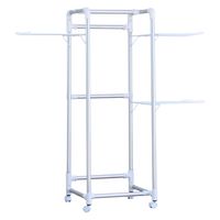 藤栄 キャスター付きコンパクトアルミ物干し シルバー 1組