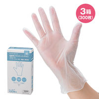 検査・検診用プラスチックグローブ（PVC・クリア）Mサイズ パウダーフリー　3箱（300枚入）【フィフティ・ヴィジョナリー】（直送品）