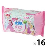 水99% あかちゃんの手口ふき ディズニープリンセス 1セット（60枚入×3個）×16）レック