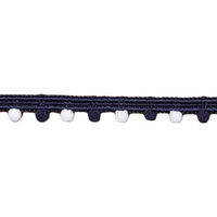 日本紐釦貿易 ツートンプチボンボンブレード 紺×ホワイト 13mm×5m巻 DAI114-93-7 1セット(5m入×2巻、合計（直送品）