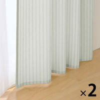 無印良品 再生ポリエステル使い ノンプリーツカーテン 幅１００×丈１０５ｃｍ用 グリーンストライプ 1セット（1枚×2） 良品計画