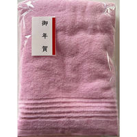 日繊商工 大阪泉州産の無地ピンクバスタオル(袋入り)/御年賀のシール付き JW2201PK-onenga-50 1箱(50個入)（直送品）