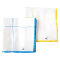 イヤなニオイのしないふきん 綿 かや織り 食卓用 約30×30cm Ag+除菌ふきん 抗菌 ブルー・イエロー 1パック（2枚入）オカ