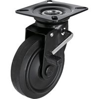 シシク プレート式キャスター(プレス製ウレタン車輪) 自在ストッパー 径100mm ブラックキャスター BKUWJB-100 1個（直送品）