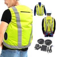 7.4V 車用高視認性 安全空調ベスト(R)(フルハーネス対応)フルセット イエロー 4Lサイズ MESH-BR-017-4L 1式（直送品）