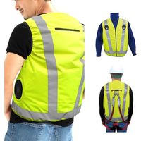 7.4V 車用高視認性 安全空調ベスト(R)(フルハーネス対応)服のみ イエロー 4Lサイズ MESH-BR-017-1-4L 1着（直送品）