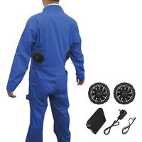 ブレイン 綿100%空調エアコン(R)服 つなぎ服 フルセット ブルー 4Lサイズ BR-255-4L-BL 1式 630-4220（直送品）