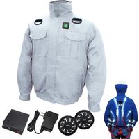 7.4V胸スイッチ式綿100%空調エアコン服R(フルハーネス対応)フルセット シルバー XLサイズ MESH-BR-7000-XL-SL（直送品）