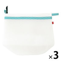 おしゃれ着ネット フック付　ギンガムグリーン 1セット（3個）