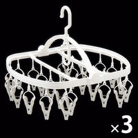 洗濯物が取り込みやすい角ハンガー　24ピンチ １セット（３個）