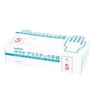 サラヤ プラスチック手袋(粉無)Sサイズ パウダーフリーグローブ 医療病院 53498 1箱(1個(100枚入)x10)（直送品）