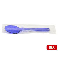 カトラリー テイクアウト用カラースプーン160mm クリアブルー