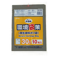 ジャパックス エコ材質ゴミ袋 LR30 環境袋策 再生原料ポリ 30L グレー半透明 10枚 LR-30 1ケース(30個)（直送品）
