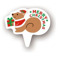 天満紙器 XG301 ケーキピック(こりすサンタ) 6090609 1袋(100個)（直送品）