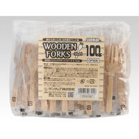 サンナップ カトラリー ウッドフォーク袋入 9.5cm 100本 DFKW100P 1ケース(50個)（直送品）