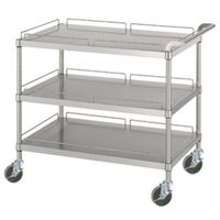 ステンレスワゴン 天地3段タイプ(SUS304・ガード付) φ100ウレタン車 900×450×800 MN30-9045-U100 1台（直送品）