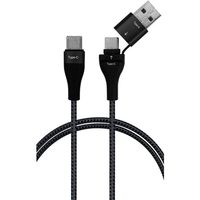 エアージェイ airーJ ストロングケーブル2IN1CtoA変換アダプター付き2Mブラック CKJ-CA2MBK 1個 680-9550（直送品）