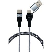 エアージェイ airーJ ストロングケーブル2IN1CtoA変換アダプター付き2Mグレー CKJ-CA2MGY 1個 680-9542（直送品）