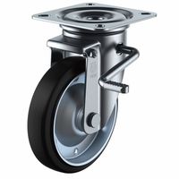 ユーエイキャスター(産業用重荷重) 自在車(ダブルベアリング) プレート式 PMSーLB型(ダブルストッパー付) PMSー150AUULBー（直送品）