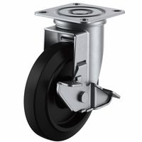 ユーエイキャスター(ステンレス仕様) 自在車(ダブルベアリング) プレート式 SUSーJ2ーS型(シングルストッパー付) SUSーGUJ2ー（直送品）