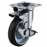 ユーエイキャスター(産業用重荷重) 自在車(ダブルベアリング) プレート式 JKーS型(シングルストッパー+旋回ストッパー付) WJKー15（直送品）