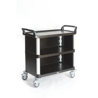 金沢車輌 金沢 静音樹脂3段ワゴン 3方囲い付 ブラック SH-9F BLACK 1台 687-1105（直送品）