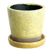 ダルトン フラワーポット 高さ9.5cm カラー グレーズド ポット イエロー 313961 1個（直送品）
