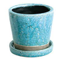 ダルトン フラワーポット 高さ11cm カラー グレーズド ポット ターコイズ 313984 1個（直送品）