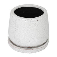 ダルトン フラワーポット S 高さ11cm グレイズドポット ラウンド ホワイト 313988 1個（直送品）