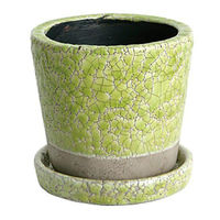 ダルトン フラワーポット 高さ11cm カラー グレーズド ポット ライムグリーン 313986 1個（直送品）