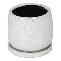 ダルトン フラワーポット M 高さ14cm グレイズドポット ラウンド ホワイト 313989 1個（直送品）