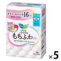 【生理用品】 ナプキン 特別心配な昼用 羽つき 30cm ロリエしあわせ素肌もちふわFit 羽つき16個 肌ケアタイプ 1セット（16個×5）花王
