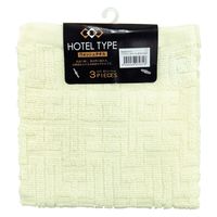 林 ウォッシュタオルホテルタイプ　バラエティカラー5　アイボリー   1パック(同色3枚)