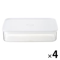 【まとめ買いセット】無印良品 フタをしたまま電子レンジで使える バルブ付き密閉保存容器 大 約幅２０×奥行２４．５×高さ５．５ｃｍ 4個