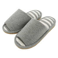 オクムラ 洗えるフトフレニットボーダースリッパ 洗濯 Mサイズ グレー AAAA1905GY 1足