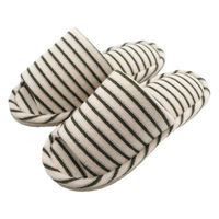 オクムラ パイルボーダー外縫いスリッパ 布  Mサイズ ベージュ NPAK24900BE 1足